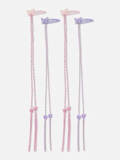 Schmetterlings-Haarspangen Mit Zopf, 4er-Pack