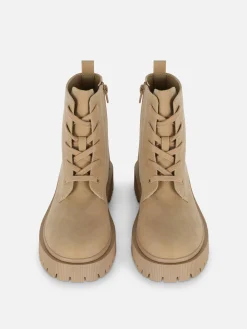 Schnürstiefel In Wildleder-Optik