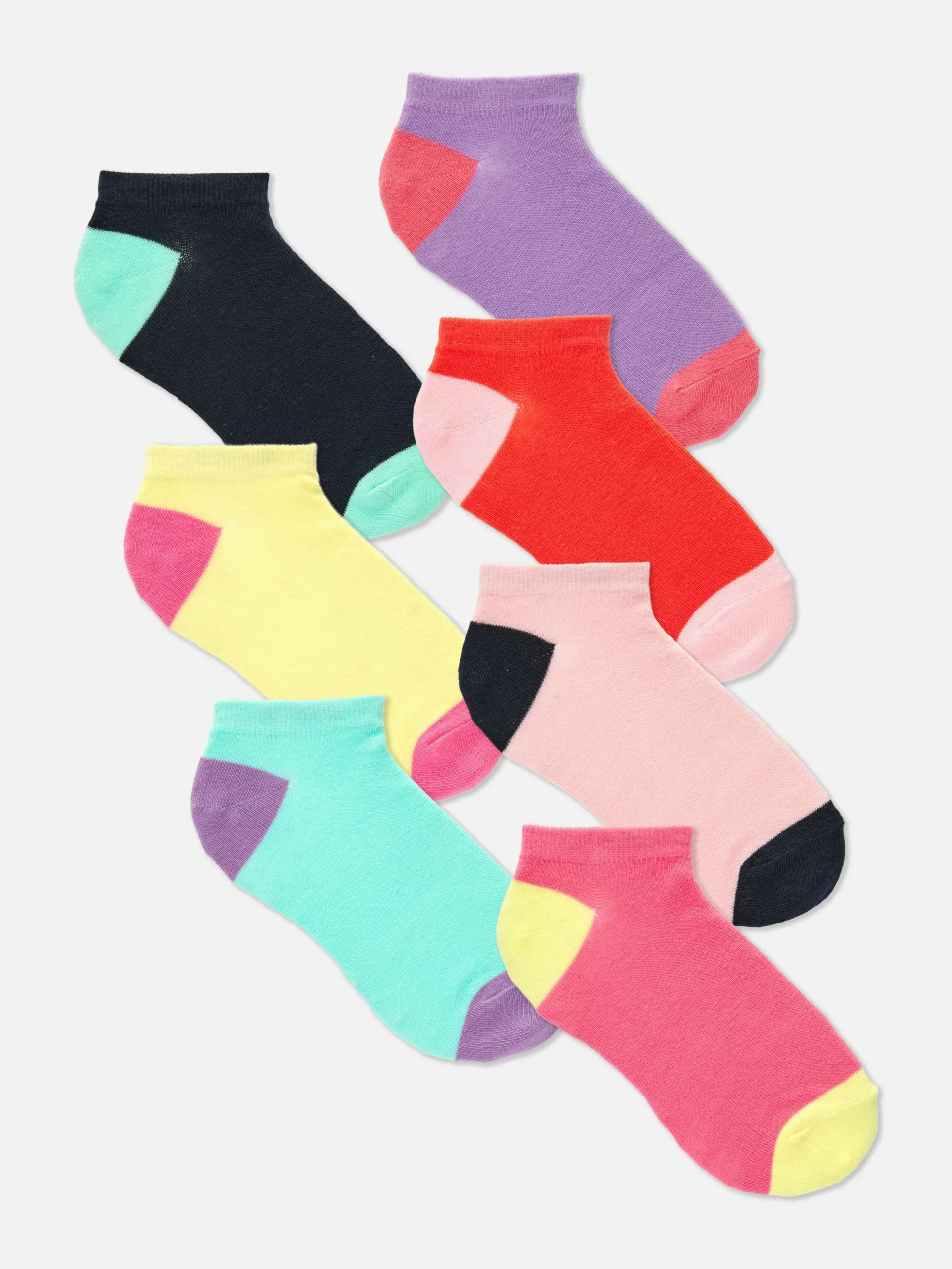 Sneaker-Socken In Blockfarben, 7er-Pack