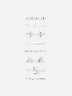 Strassringe Mit Initiale, 8er-Pack