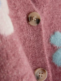 Strickcardigan Mit Blumenmuster