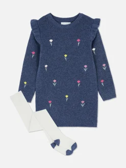 Strickkleid Mit Blumenstickerei