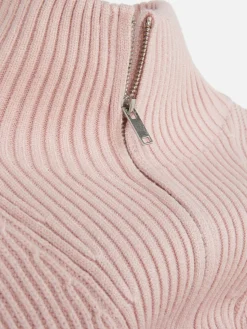 Strickpullover Mit Halbem Reißverschluss