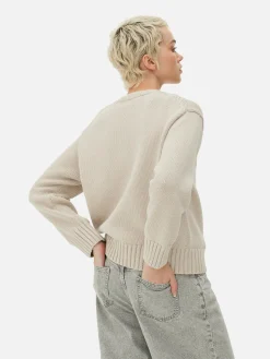 Strickpullover Mit Rundhalsausschnitt