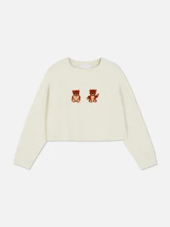 Strickpullover Mit Teddybärmotiv