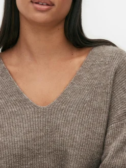 Strickpullover Mit V-Ausschnitt