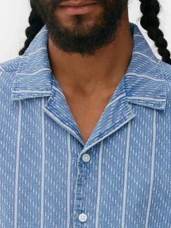 Strukturiertes Kurzärmeliges Hemd Mit Streifen