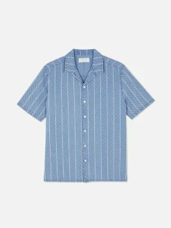Strukturiertes Kurzärmeliges Hemd Mit Streifen