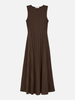 Strukturiertes, ärmelloses Maxikleid Mit Streifen