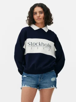 Sweatshirt Mit Kragen Und Grafik