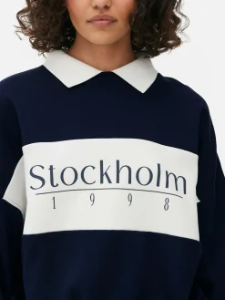 Sweatshirt Mit Kragen Und Grafik