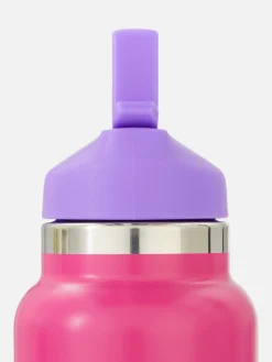 Trinkflasche In Blockfarben Mit Strohhalm