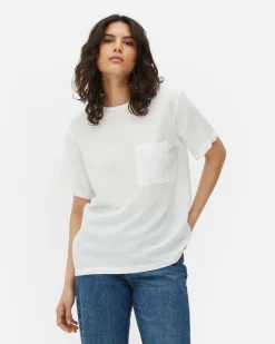 T-Shirt Mit Brusttasche Aus Leinengemisch