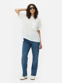 T-Shirt Mit Brusttasche Aus Leinengemisch