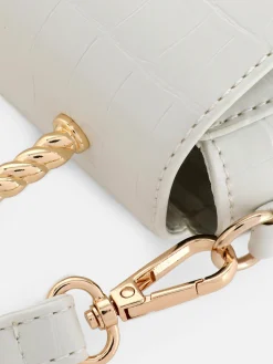 Umhängetasche In Kroko-Optik Mit Metallgriff