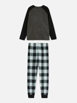 Velours-Schlafanzug Mit Karomuster