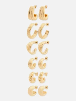 Verschiedene Gedrehte Creolen, 6er-Pack