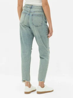 Zerrissene Mom-Jeans Aus Denim