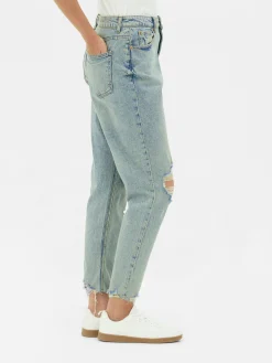 Zerrissene Mom-Jeans Aus Denim