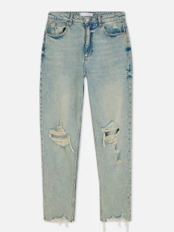 Zerrissene Mom-Jeans Aus Denim