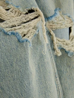 Zerrissene Mom-Jeans Aus Denim