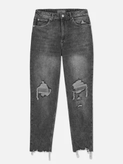 Zerrissene Mom-Jeans Aus Denim